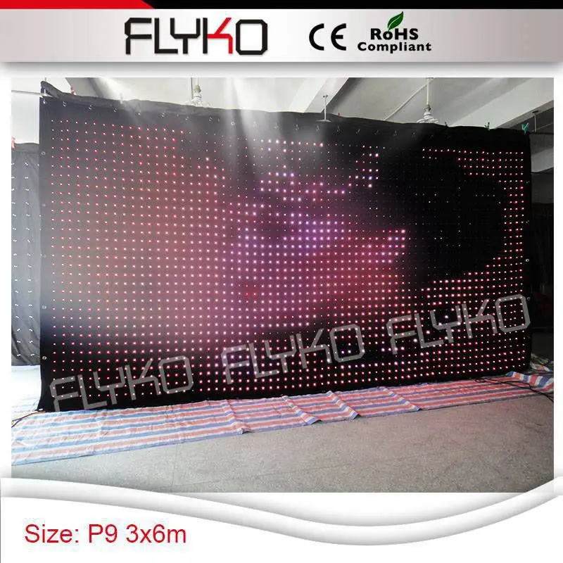 P90mm 3x6m high transparency led china music stage display video curtain