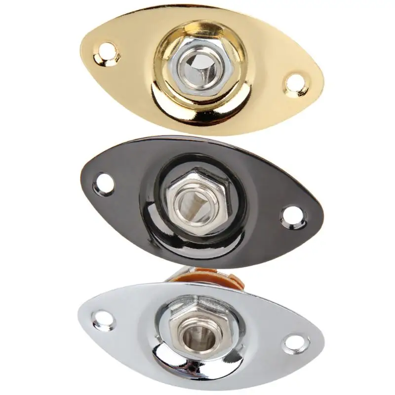 

Electric Bass Guitar Jack 1/4" 6.35mm Output Input Socket Cover Plate with 2 Mounting Screws for Oval Style Black Gold Silver