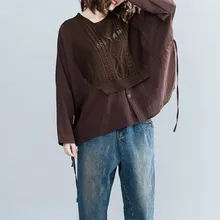 Johnature Fashion New Casual Sweater Patchwork Long Sleeve O-Neck Sweaters 2018 Autumn Loose Tie Loose 2 Colors Women Sweaters