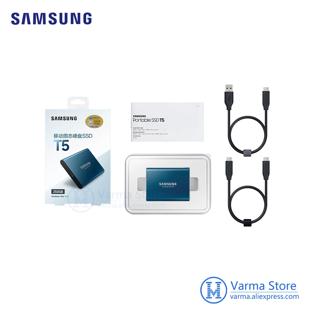 Samsung мобильный SSD T5 250 ГБ высокоскоростной USB3.1 внешний SSD шифрование T5 250 Гб мобильный ПК двойного назначения