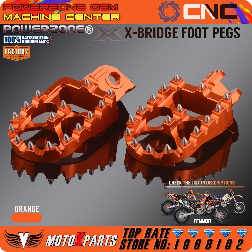 

POWERZONE Billet CNC Foot Pegs Pedals Rests For KTM EXC SX SXF XC XCW EXCF EXCW XCFW MX SIX DAYS 65 85 125 250-530 MX Enduro