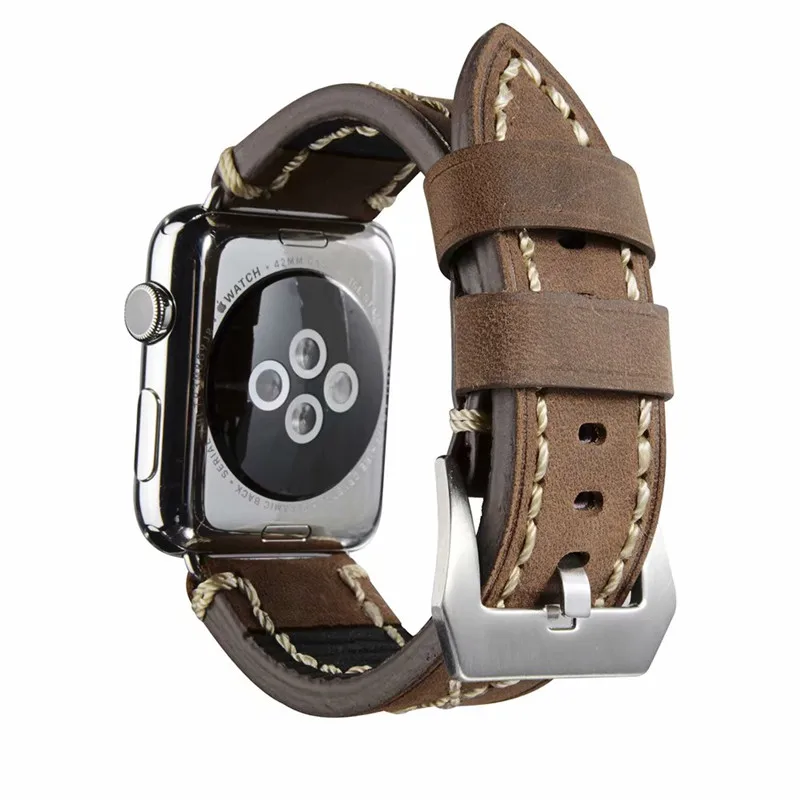 Ремешок для часов из натуральной коровьей кожи Apple Watch 38 мм 42 серебристый с