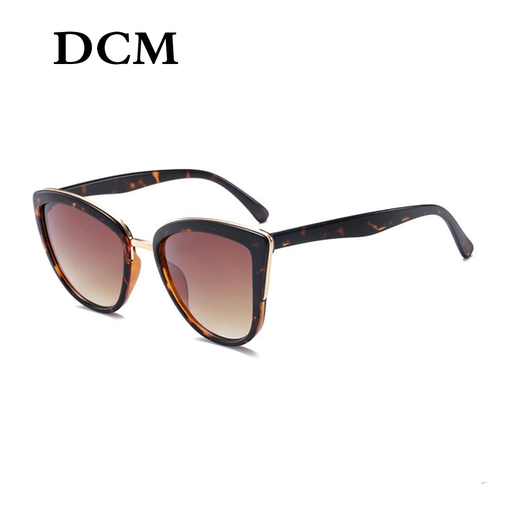 C1Leopard DCM Cateye Солнцезащитные очки женские винтажные градиентные очки ретро солнцезащитные очки «кошачий глаз» женские очки UV400 - Цвет линз: C1Leopard