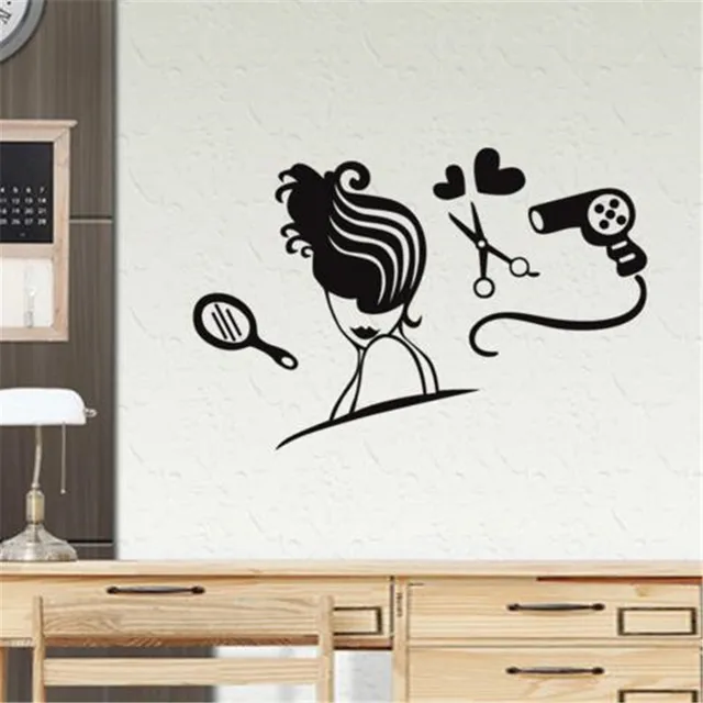 hairdresser beauty girls lady hair salon wall sticker hair cutting