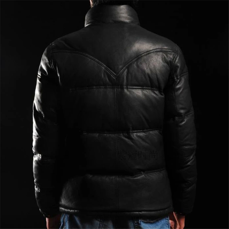 Deals Sheep skin zipper motorcycle leather jacket turn-down collar male genuine leather clothing short design slim biker jacket