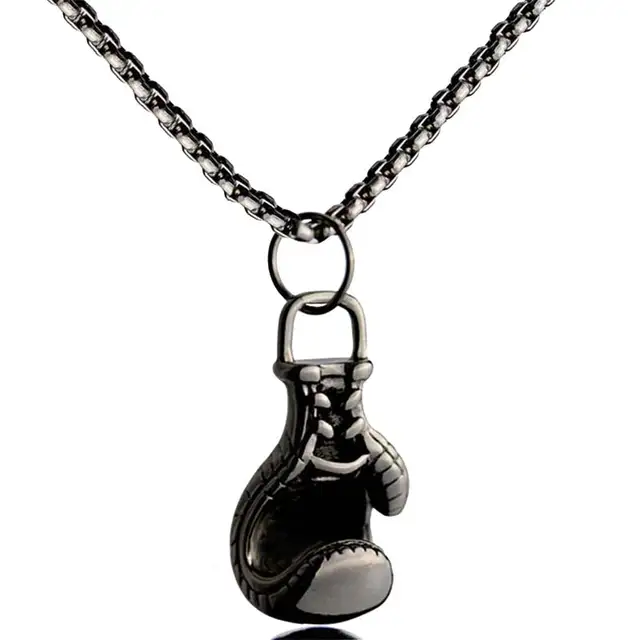 MMA Fighter Gym Fitness Necklace Boxing Glove Pendant Workout Champagne