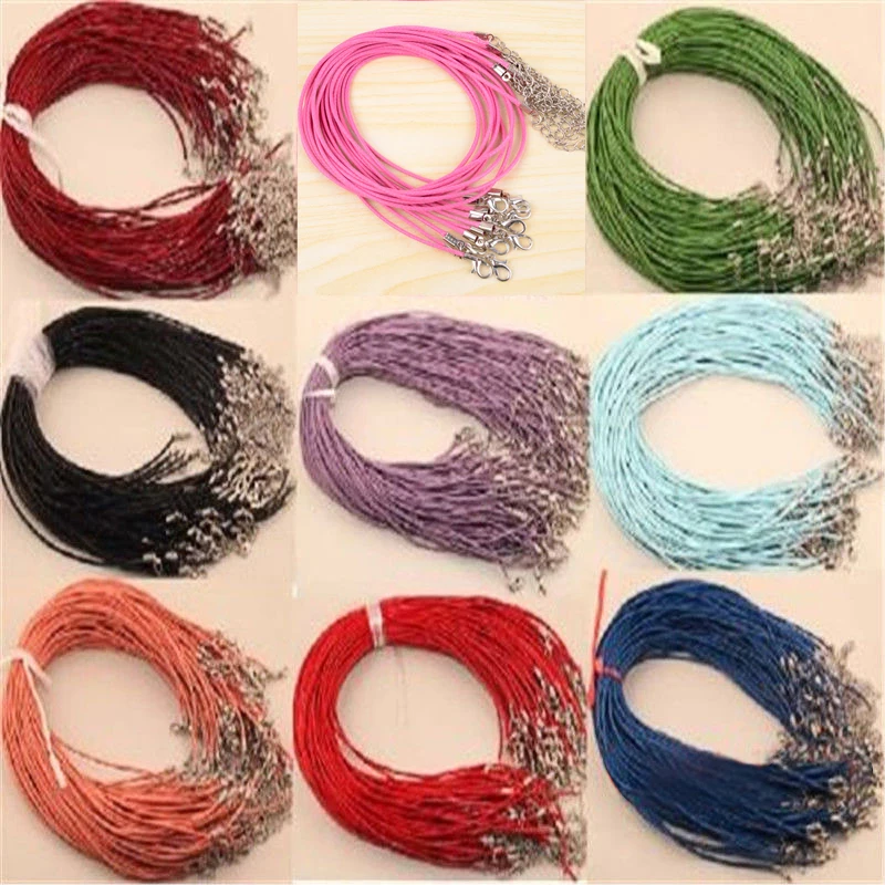 10pcs/lot Vintage DIY Chains Pendant Necklace Shellhard Fashion Leather Cord Necklace Rope Chain with Lobster Clasp Jewelry