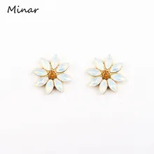 Цветочные серьги из горного хрусталя для женщин белые хрустальные Пуссеты Маргаритка серьги летний корейский стиль Женские аксессуары модные подарки для девочек