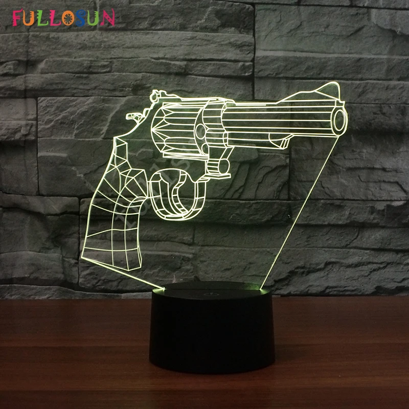 Toy Gun Model Novelty 3D Night Light Colorful Changing LED Table Lamp for Room Decoration & Gift