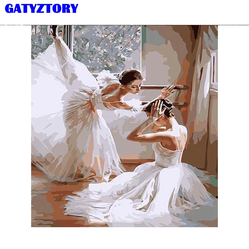 

Frameless Ballet Dancer DIY Painting By Numbers Acrylic Picture On Wall Handpainted Oil Painting For Living Room Wall Artwork