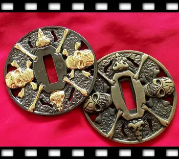 

Two Japanese Alloy Guard Tsuba For Samurai Katana Sword Guard Wakizashi Tanto