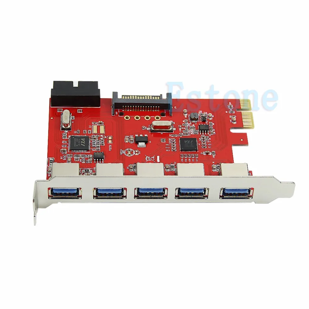 5 портов USB3.0 концентратор для PCI-E Express Card Adapter 20pin 15pin SATA для XP WIN 7 8