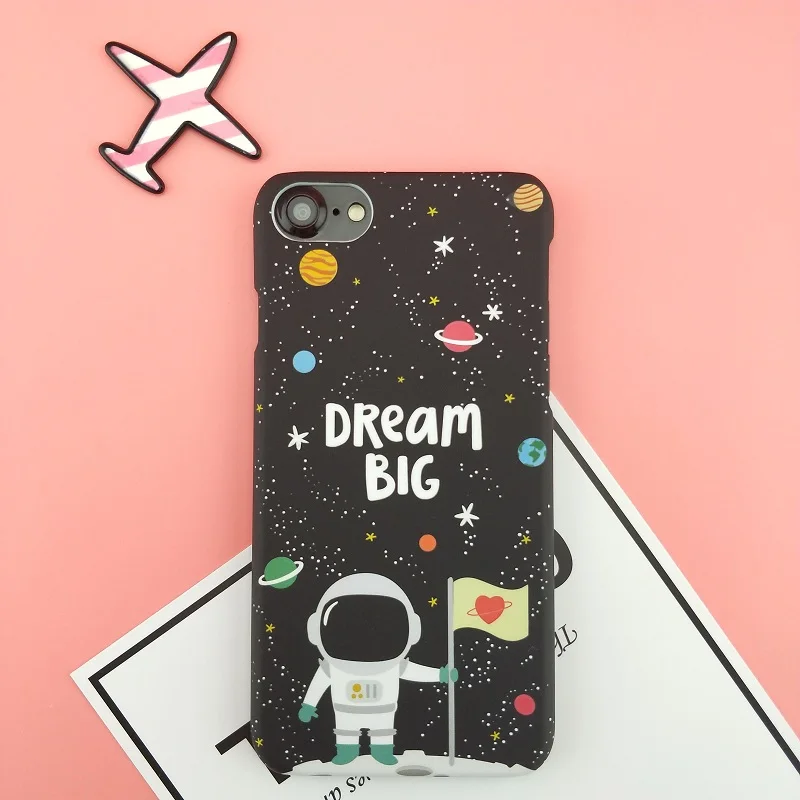 

spring lemon For iPhone 7 Case DREAM BIG Astronauts oarded The Moon Space Planet Case For iphone 7plus 8 8plus x 6 6s 6plus