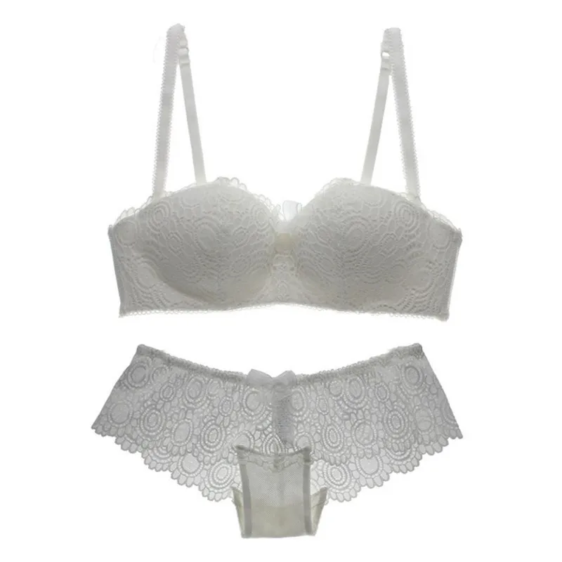 

Women Adjustable Lace Bra Set Wire Free Push-up Padded Lingerie Underwear Cup B For Dropshipping
