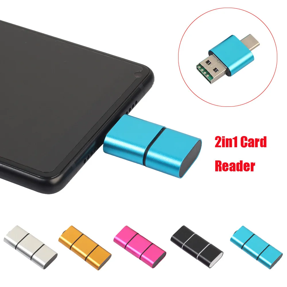 Портативный мини 2-в-1 микро TF карты ReaderType C до USB 2,0 Micro SD TF Card Reader адаптер