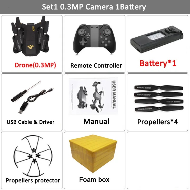 VISUO Xs809HW Xs809W складной Дрон с камерой HD 2MP широкий угол Wi-Fi FPV высота удержания RC Квадрокоптер Вертолет VS H47 Дрон - Цвет: Set1 0.3MP 1BAT
