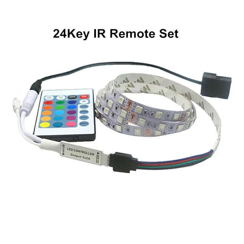 RGB led ленточный светильник полный комплект для ПК компьютерный чехол SATA интерфейс питания фиксируется клейкой лентой, пульт дистанционного управления цвет 12 В - Испускаемый цвет: RGB 24key Remote