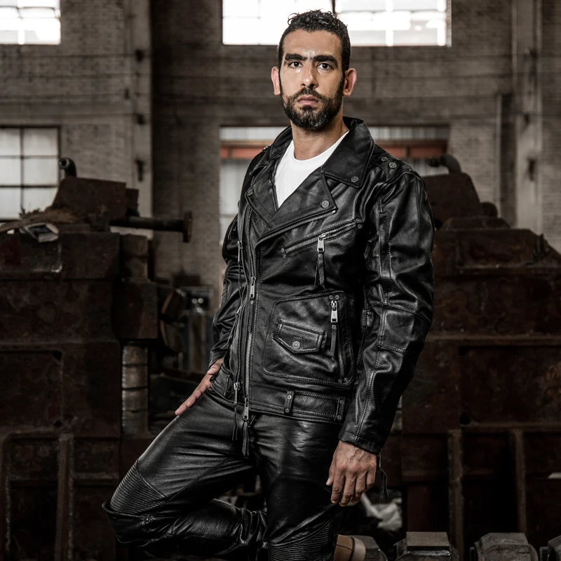 Blog HA-101 european big size high quality super genuine cow skin leather motor rider jacket mens casual cowhide leather jacket