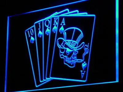 I942 Royal Flush Casino Poker Game Gift Light Signs On/Off Switch 20 + Colori 5 Taglie