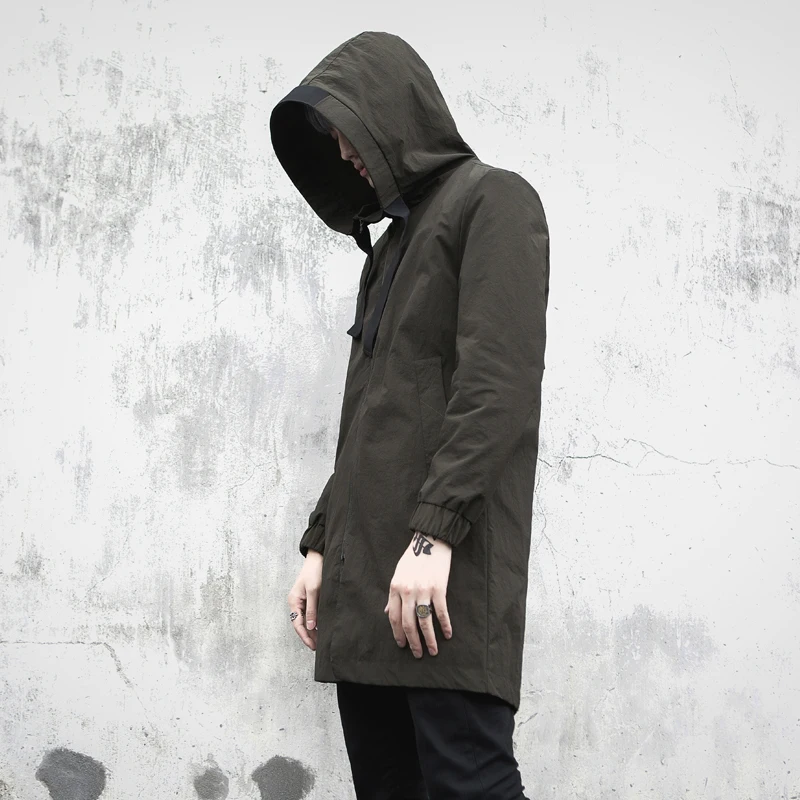 Мужская Длинная ветровка в стиле хип хоп с капюшоном и ушками 2019|men's cloak|mens long