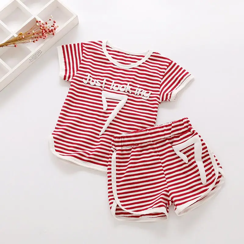 Kids Clothes Sets Baby Boys Girls Fashion Sport Striped T-shirt+Shorts 2pcs Set Toddler Summer Clothing Suits Children Clothes
