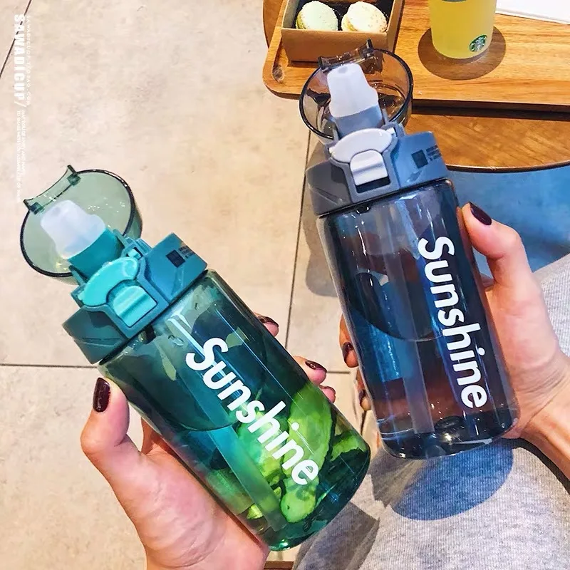 

430/550ml Sport Straw Bottles BPA Free Plastic Water Bottle Outdoor Portable Travel Hiking Camping Leakproof Drinkware