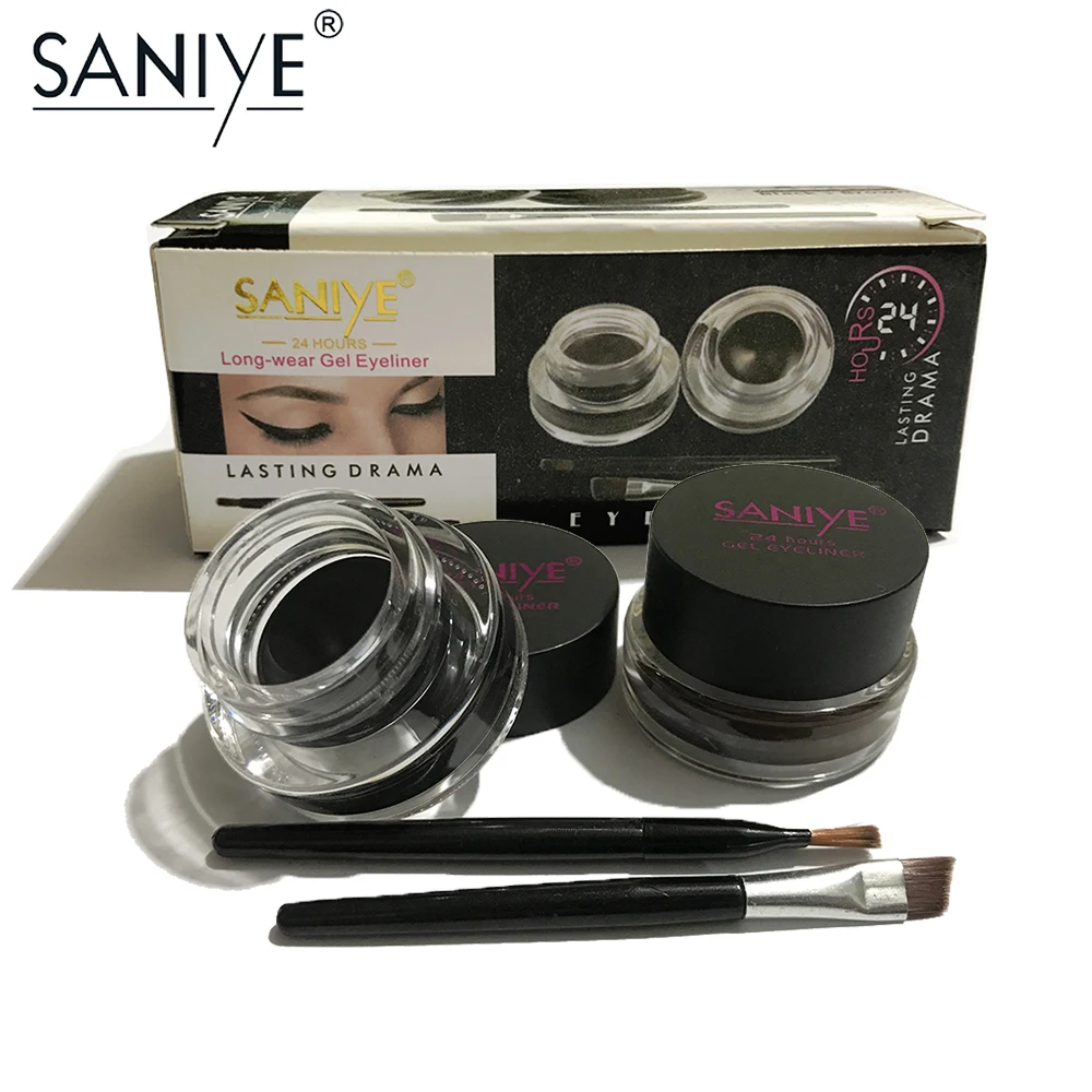 

SANIYE 2Pcs/set Eyebrow Gel Long Lasting Eyeliner Gel With Brush Waterproof Eye Makeup Set Conjunto de delineador M206