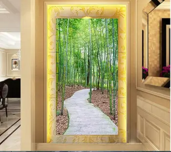

Custom photo 3d wallpaper Non-woven mural picture Bamboo lane Forest landscape Porch mural wall paper wallpaper for walls 3 d