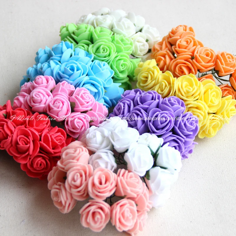 144Pcs Foam Mini Roses Head Small Flowers Wedding Home Party Decoration craft 