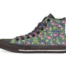 Декоративные бесшовные узор Фламинго тропический цветы и листья унисекс высокие холщовые плоские повседневная обувь на заказ Прямая