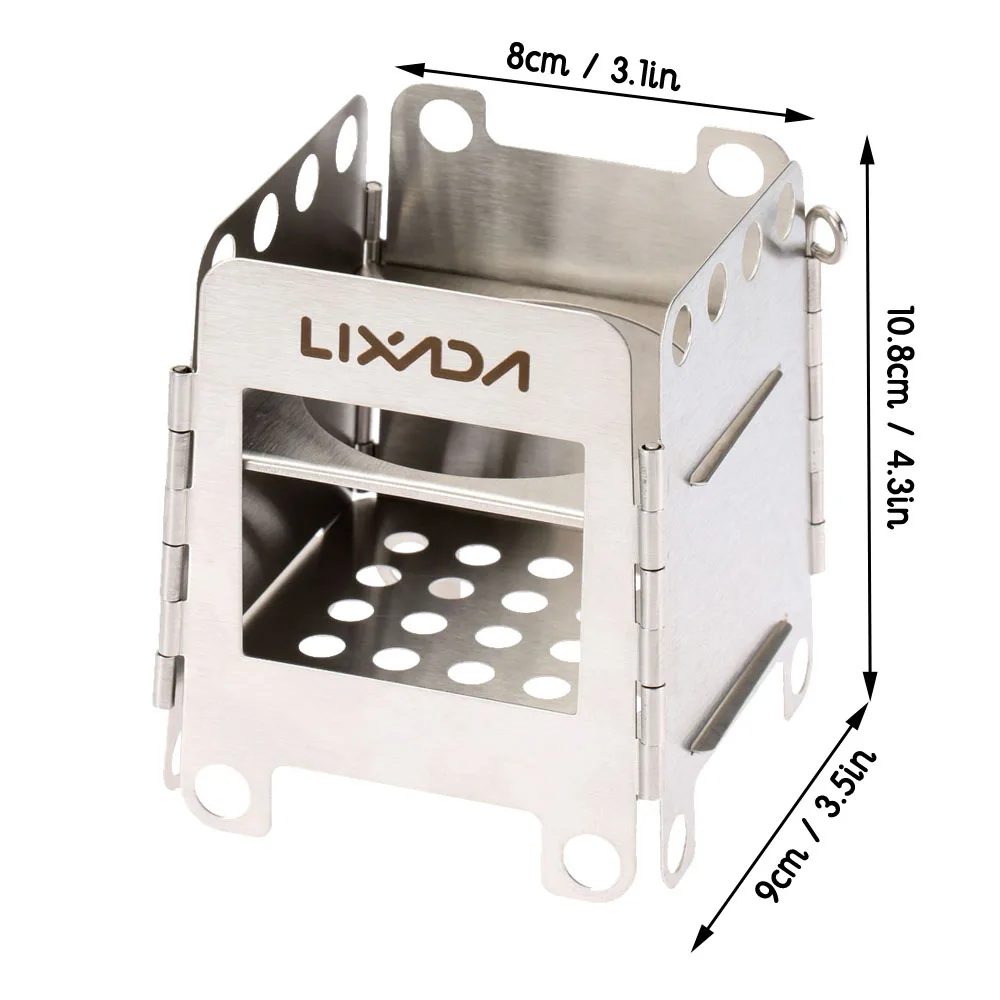 Portable Stainless Steel Pocket Folding Wood Stove Backpacking Stove  Outdoor Cooking Camping with Pouch Lixada 190g Lightweight - AliExpress