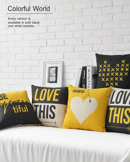 Vintage Decorative Throw Pillows Case Love Yellow Black Cushion Best Yellow Decorative Pillows Couch Vintage Decorative Throw Pillows Case Love Yellow Black Cushion Best Yellow Decorative Pillows Couch