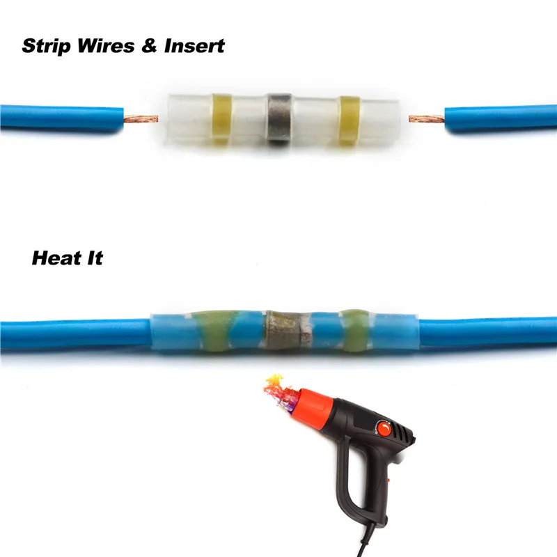 10 шт для 26-10 AWG Термоусадочные соединители проводов Водонепроницаемый Луженая Медь припоя уплотнительные клеммы комплект, 4 размера