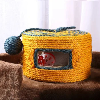 

Lovely Cat Catching Board Sisal Box with Color Bell Pet Scratch Board Interactive Toy Funny Animal Playing Toy Random Color