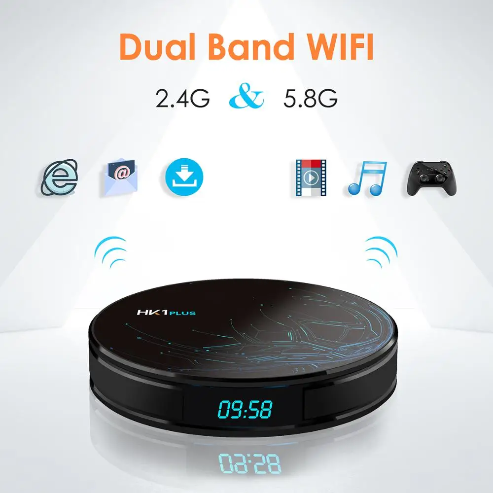HK1 PLUS Smart Android 9.0 TV Box 4G 64G Amlogic S905X2 LPDDR4 4K HD 2.4G/5GHz Wifi 100M 4G 32G Media Player BT 4.0 Set Top Box