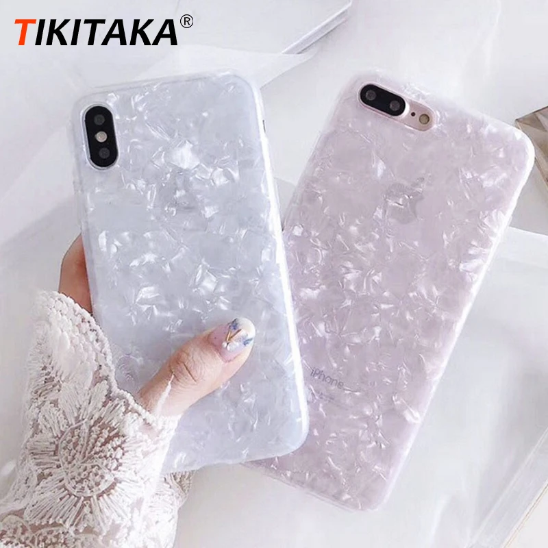 

Glitter Phone Case For iPhone 7 8 Plus Dream Shell Pattern Cases For iPhone XR XS Max 7 6 6S Plus Soft TPU Silicone Cover