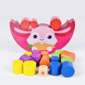 

Wooden Rabbit Balance Building Block Toy For Children New Baby Kids Puzzle Pile Tower Child Early Education Puzzle Toy Brinquedo