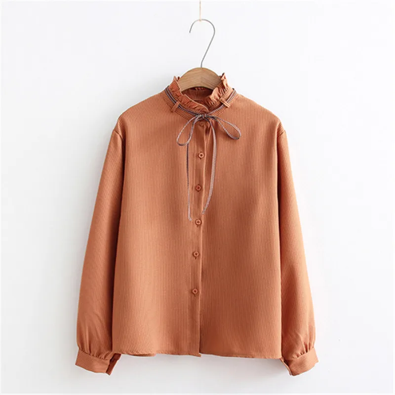 2018 New Female Chiffon Blouse Shirt Lady Solid Bow Shirt Loose Stand collar Women Long-Sleeved Shirts Dropshiping 2018 New Female Chiffon Blouse Shirt Lady Solid Bow Shirt Loose Stand collar Women Long-Sleeved Shirts Dropshiping