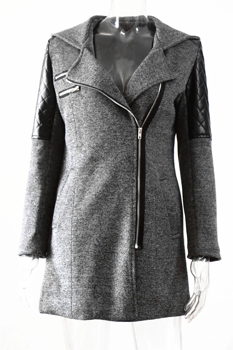 

Women Winter Hooded Coat Autumn Zipper Slim Outerwear Spring Fashion Patchwork Black Female Warm Windproof Overcoats