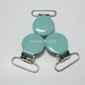 

25pcs 1'' 25mm #MD34 Turquoise Color Enamel Round Suspender Clips