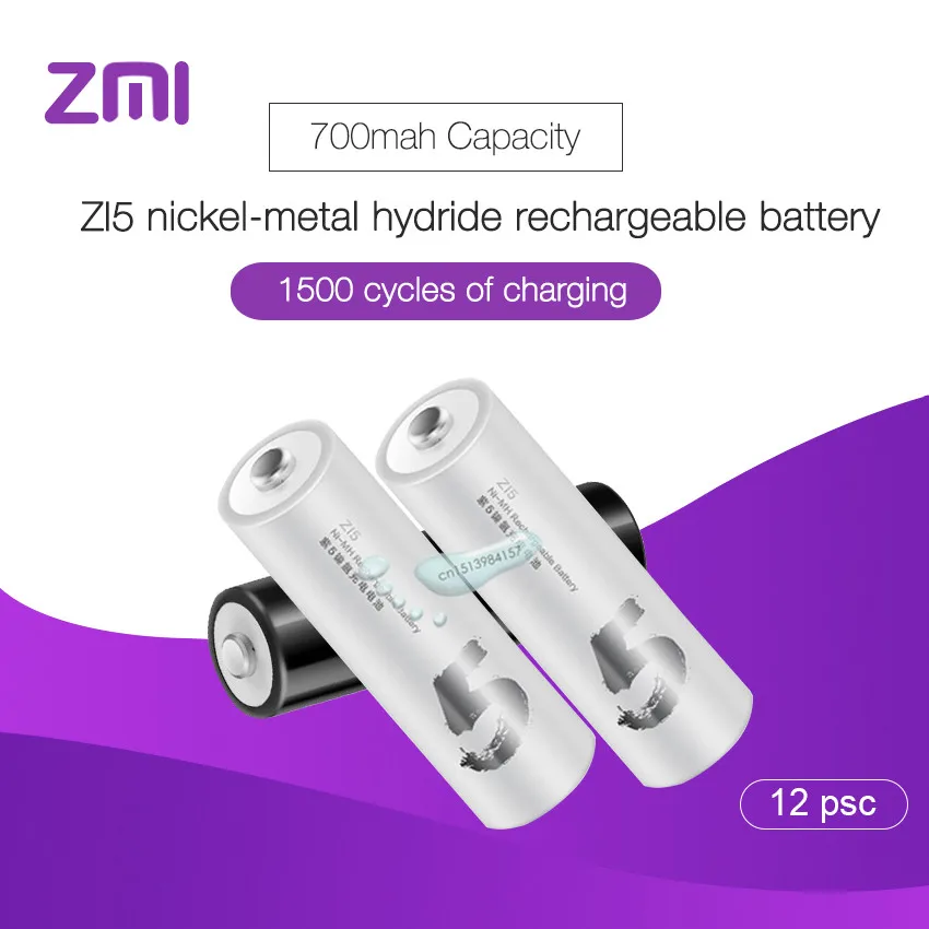 12 шт./лот Xiaomi аккумуляторная батарея AA 1800mAh 1,2 V Ni-MH ZMI ZI5 power Bank Аккумулятор для дистанционного управления машинными игрушками