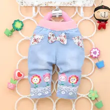 ; лето г.; милые джинсовые штаны с бантом и подсолнухами и смайликами для маленьких девочек; шорты для девочек