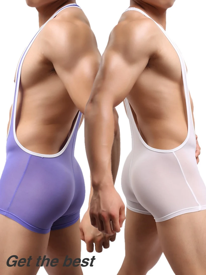 Hot Sexy Mens Wrestling Singlet BodySuit Exotic Super Soft Nylon Low-waist Swimsuit Fashion Boxer Underwear Catsuit Slip M-XL
