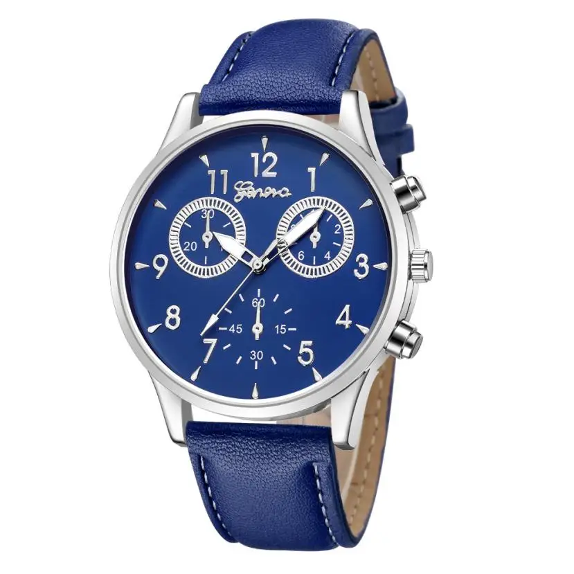 Модные Geneva, мужские наручные часы, кожаные военные ультра тонкие часы, повседневные аналоговые кварцевые деловые наручные часы herrenuhr# N03