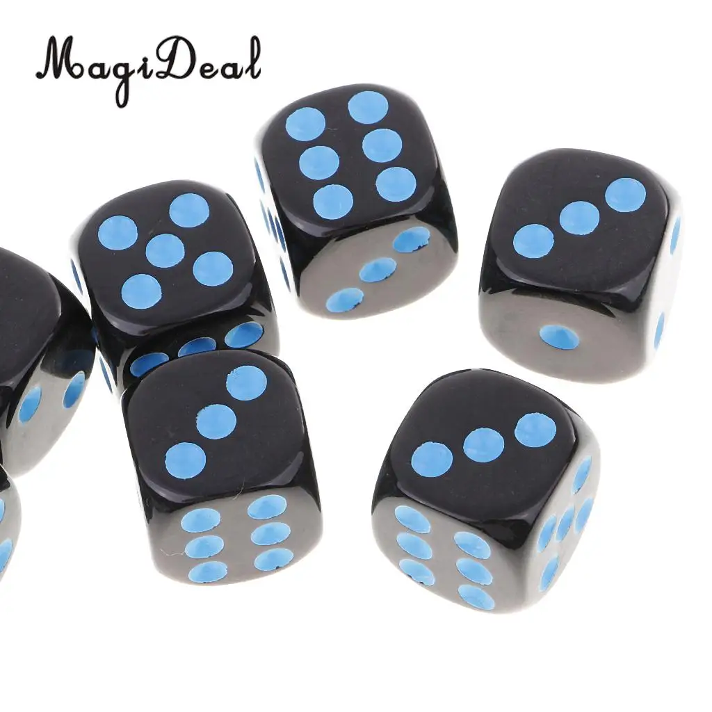 MagiDeal Durable 10Pcs Plastic D6 Dice Set for Dungeons& Dragons RPG Table Board Game Party Club Pub Dice Accessory 3 Colors