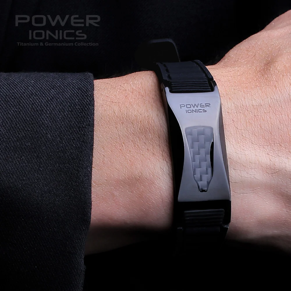 Часы браслет с надписью Power Ionics 3000 ионов/cc Ironman Titanium Germanium F.I.R из углеродного