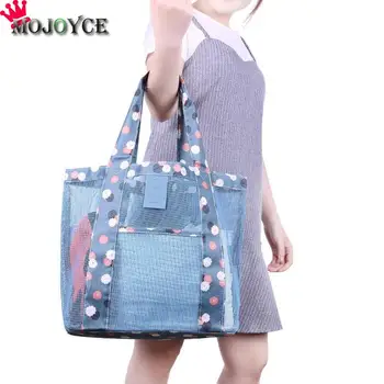 

Fashion Women Shoulder Bags Summer Mesh Beach Makeup Storage Corossbody Handbag Travel Handy Pouch Large Capacity Totes