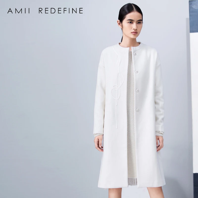 Amii Redefine Woolen Coat Winter Women 2018 Embroidery Paisley O-neck Single Breasted Loose Casual Long Wool Blends Jacket Coat Amii Redefine Woolen Coat Winter Women 2018 Embroidery Paisley O-neck Single Breasted Loose Casual Long Wool Blends Jacket Coat