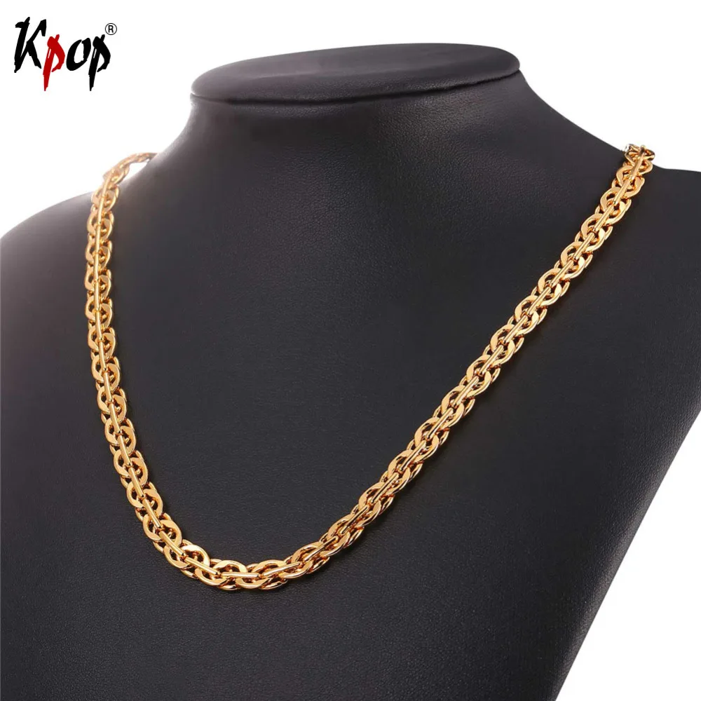 Kpop Gold/Silver/Black Color Accessories Oval Interlocking Style Chain Necklace For Men 2017 New Arrival Jewelry Necklaces N2566 | Украшения