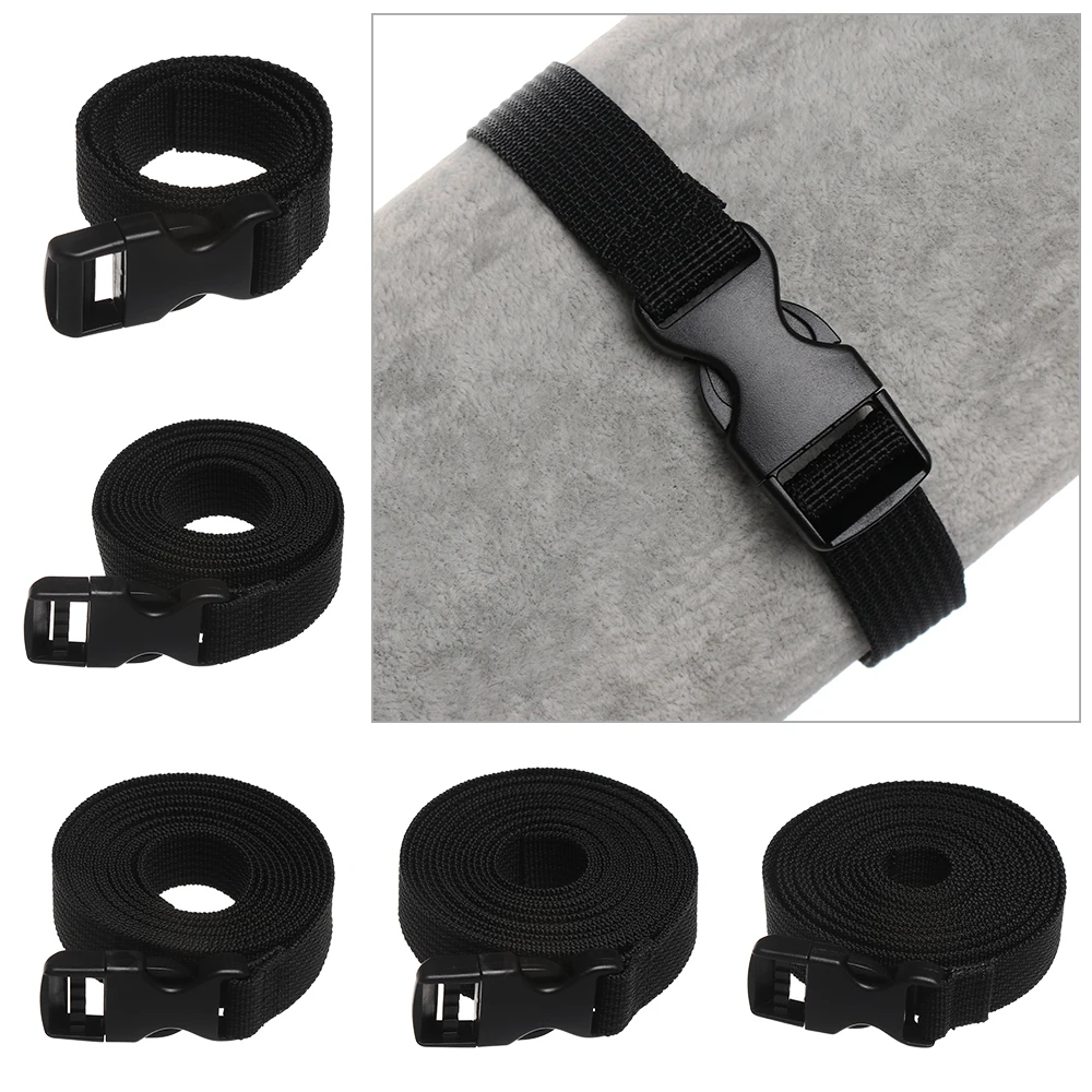 

0.5~3M Black Durable Nylon Travel Tied Cargo Tie Down Luggage Lash Belt Strap with Cam Buckle Travel Kits Outdoor Camping Tool